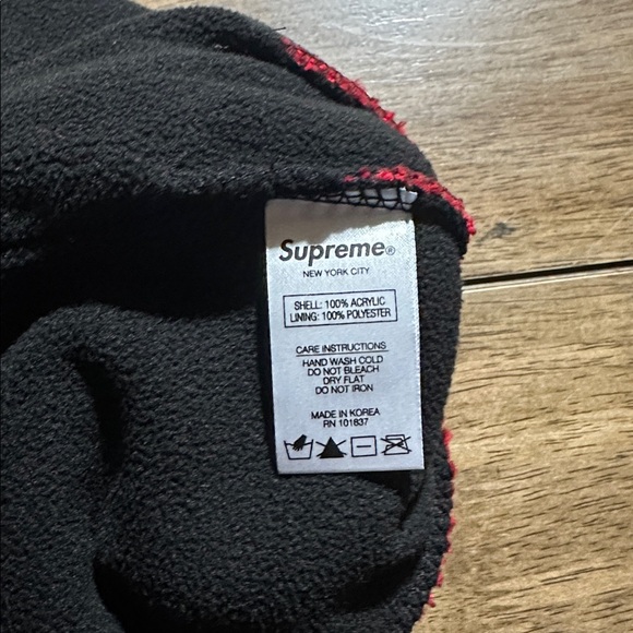 Supreme Red and Black Earflap Beanie - Picture 3 of 3